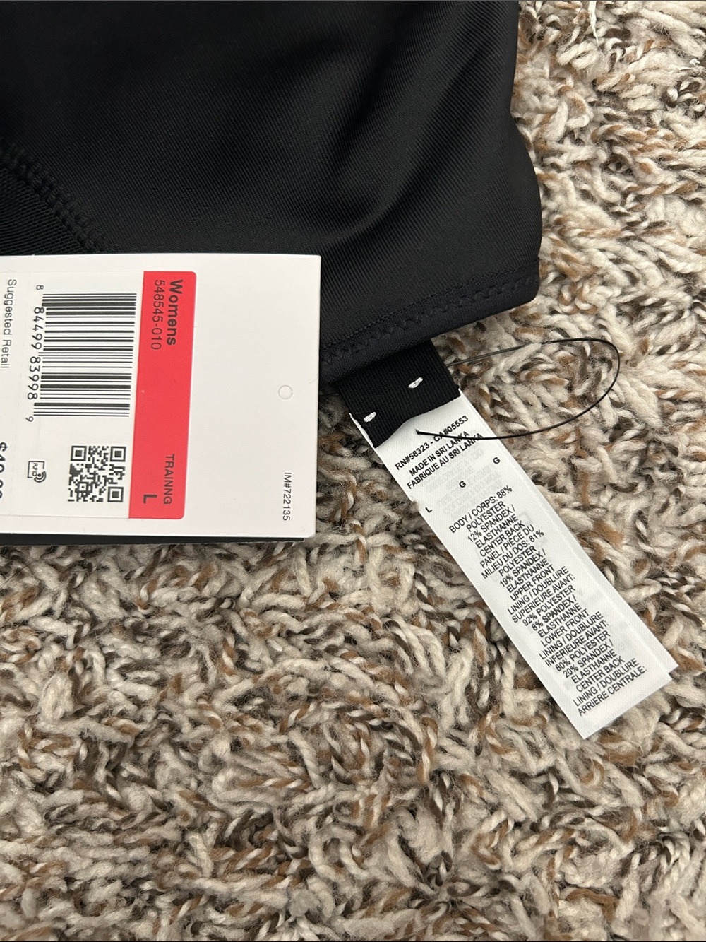 Nike Black Racerback Sports Bra with White Swoosh - Picture 3 of 8